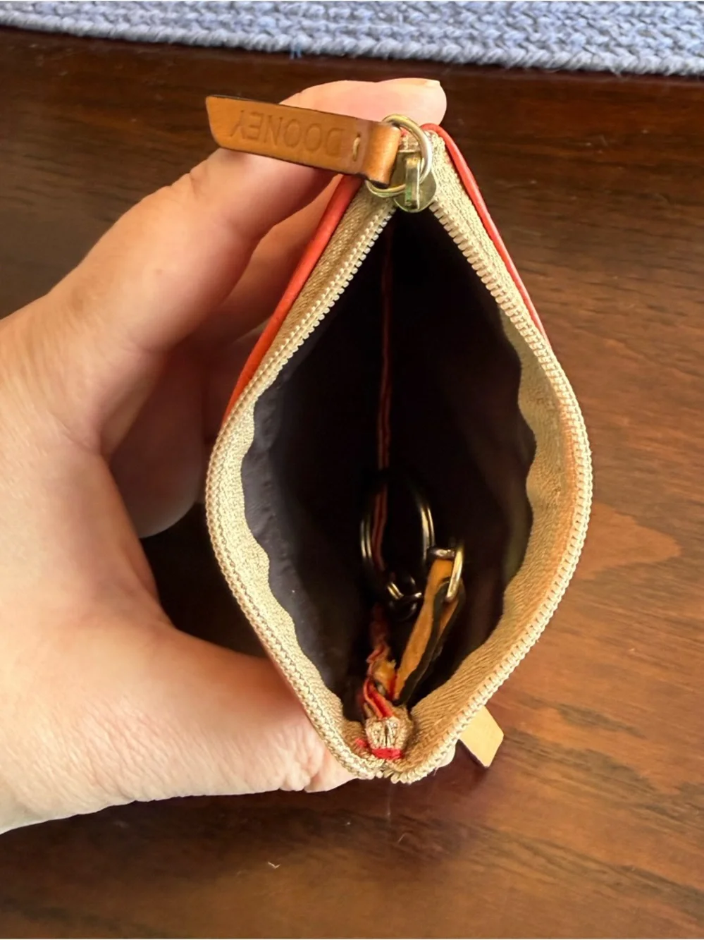 Dooney & Bourke Red Croc-Embossed Leather Key & Card Holder